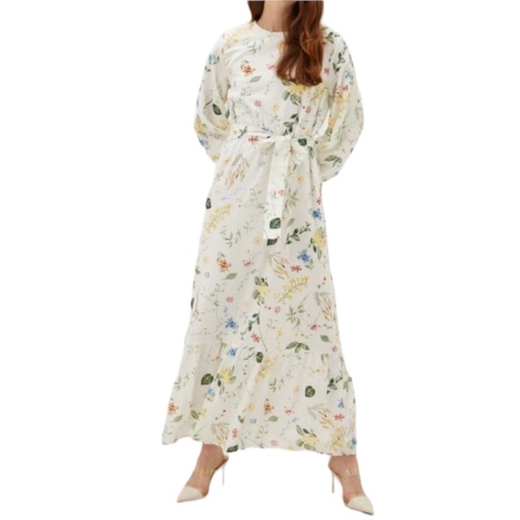 Rare LCW Modest Long Sleeve Ruffled Bottom Long Dress - Picture 2 of 15